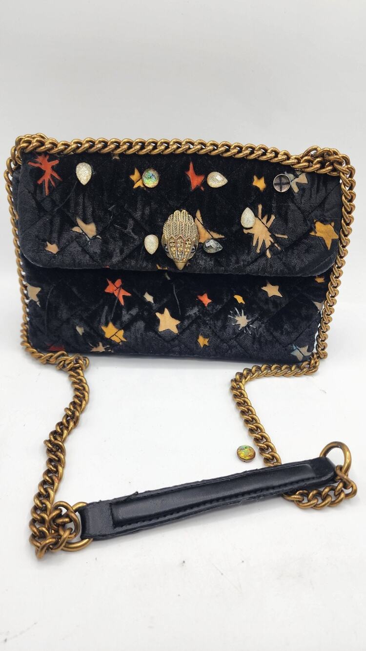 Kurt Geiger London Kensington Star Print Velvet Chain Crossbody Bag